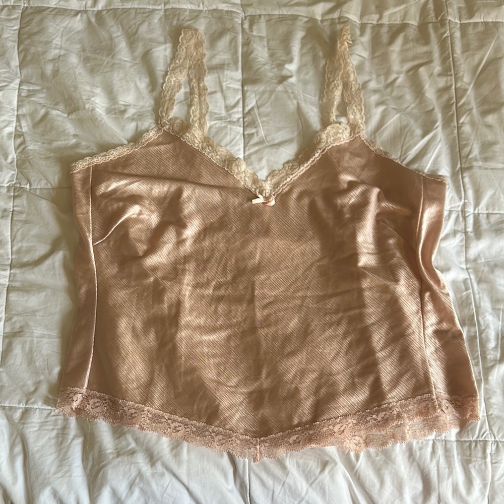 Vintage Silky Lace Trim Cami Top